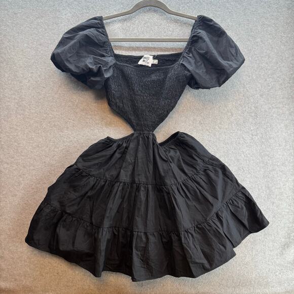 Princess Polly Amber Mini Black Puff Shoulder-Cut Out Dress- Women size 4 - Picture 3 of 8